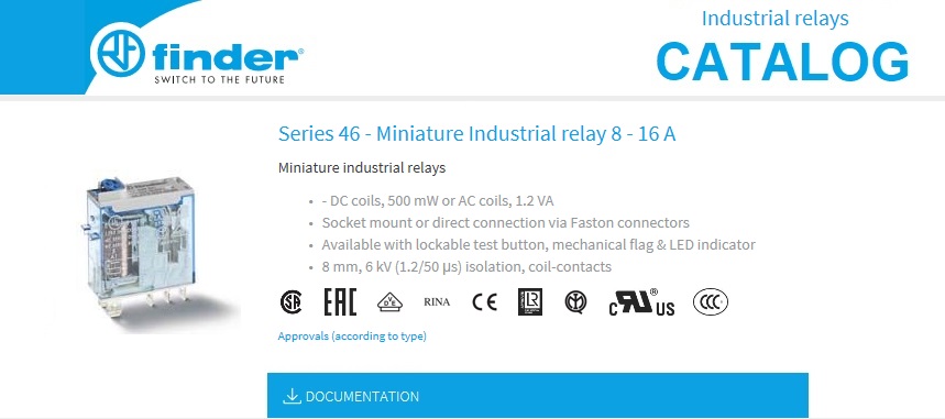 Finder Series 46 - Miniature Industrial Relay Catalog